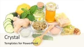  Presentation with sea cucumber - Audience pleasing slides consisting of sea cucumber - natural ingredients for skin care backdrop and a lemonade colored foreground