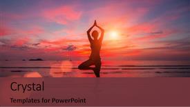  Presentation with healthy lifestyle - Amazing PPT layouts having sea during sunset yoga backdrop and a tawny brown colored foreground