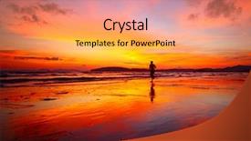  Presentation with virile young men - Colorful PPT layouts enhanced with sea edge on vivid sunset backdrop and a coral colored foreground