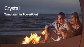  Presentation with beach - Amazing theme having sea fire - lovely couple near fireplace backdrop and a dark gray colored foreground