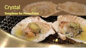  Presentation with turkish restaurant business plan - Colorful presentation theme enhanced with sea fire - scallop on metal net barbecue backdrop and a tawny brown colored foreground