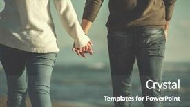  Presentation with fun - Slides enhanced with sea fire - young couple having fun walking background and a gray colored foreground