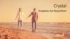  Presentation with fun - Audience pleasing slides consisting of sea fire - young couple having fun walking backdrop and a lemonade colored foreground