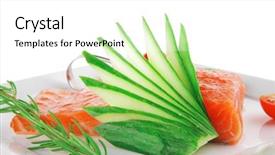  Presentation with salmon fish - Cool new presentation design with sea fish product smoked salmon bar on plate with tomatoes and pesto sauce isolated over white background backdrop and a white colored foreground