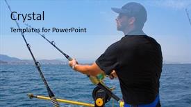  Presentation with sea fishing - Amazing slides having sea fisherman in trolling boat backdrop and a light blue colored foreground