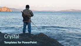  Presentation with sea fishing - PPT theme with sea-fishing-fisherman background and a ocean colored foreground