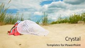  Presentation with doors to beach scene - Slide set enhanced with sea flap - beach scene summer accessories summer background and a lemonade colored foreground