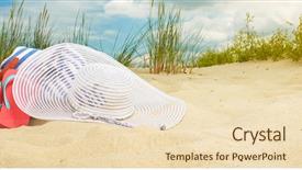  Presentation with summer - PPT theme featuring sea flap - beach scene summer accessories summer background and a lemonade colored foreground