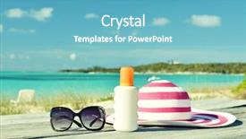  Presentation with tint sunglasses - Presentation consisting of sea flap - hat and sunglasses background and a teal colored foreground