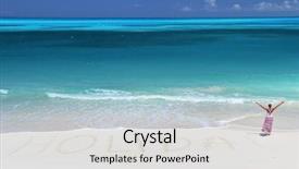  Presentation with bahamas - PPT theme enhanced with sea flap - holiday writing on the desert background and a  colored foreground