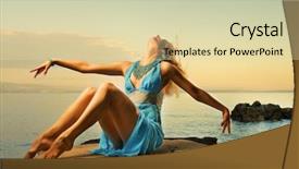  Presentation with flapping - Slides consisting of sea flap - sexy young woman flapping her background and a soft green colored foreground