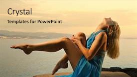  Presentation with sexy - Presentation featuring sea flap - sexy young woman relaxing near background and a  colored foreground