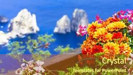  Presentation with holidays - Cool new PPT theme with sea flower - italian holidays - capri island backdrop and a tawny brown colored foreground