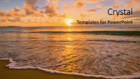  Presentation with tropical beach sunset - Colorful theme enhanced with sea foam - beautiful tropical sunset backdrop and a coral colored foreground
