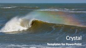 Presentation with wave - Colorful slide deck enhanced with sea foam - big wave breaking - summer backdrop and a ocean colored foreground