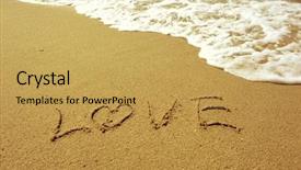  Presentation with foam - Amazing PPT theme having sea foam - i love you backdrop and a yellow colored foreground