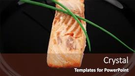  Presentation with chinese food - PPT layouts enhanced with sea-food-roasted-pink-salmon background and a tawny brown colored foreground