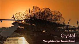  Presentation with fishing boat - Audience pleasing slides consisting of sea for a fish backdrop and a wine colored foreground