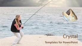  Presentation with sea fishing - PPT theme having sea funny picture from fishing background and a lemonade colored foreground