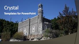  Presentation with galilee - Presentation having sea galilee - church of the primacy background and a ocean colored foreground