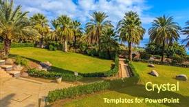  Presentation with sermon - Colorful theme enhanced with sea galilee - lovely park lit afternoon sun backdrop and a tawny brown colored foreground
