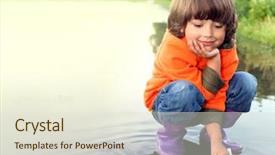  Presentation with play - Audience pleasing slides consisting of sea games symbol - boy play in puddle summer backdrop and a sky blue colored foreground