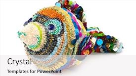  Presentation with knitted knitting needle - Beautiful slides featuring sea games symbol - knitted toy fish isolated backdrop and a white colored foreground