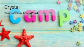  Presentation with summer camp - Amazing PPT layouts having sea games symbol - summer camp concept backdrop and a arctic colored foreground
