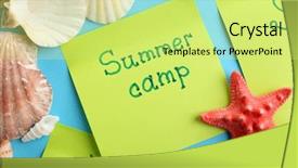  Presentation with summer camp - Colorful PPT theme enhanced with sea games symbol - summer camp concept backdrop and a  colored foreground