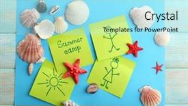  Presentation with summer camp - Colorful slides enhanced with sea games symbol - summer camp concept backdrop and a  colored foreground