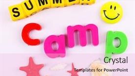  Presentation with summer camp - Colorful theme enhanced with sea games symbol - summer camp concept backdrop and a lavender colored foreground