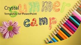  Presentation with summer camp - PPT theme having sea games symbol - summer camp concept background and a yellow colored foreground