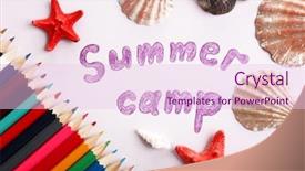  Presentation with summer camp - Beautiful presentation theme featuring sea games symbol - summer camp concept backdrop and a lemonade colored foreground