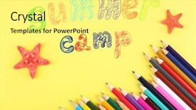  Presentation with summer camp - Presentation with sea games symbol - summer camp concept background and a  colored foreground