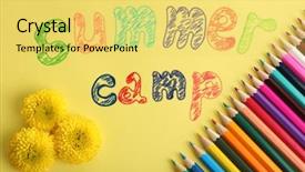  Presentation with summer camp - Slide deck having sea games symbol - summer camp concept background and a yellow colored foreground