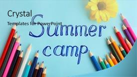  Presentation with summer camp - Presentation design consisting of sea games symbol - summer camp concept background and a  colored foreground