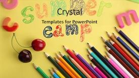  Presentation with summer camp - Theme having sea games symbol - summer camp concept background and a yellow colored foreground