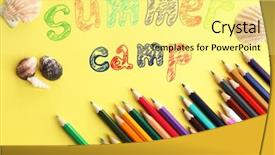  Presentation with summer camp - Presentation design enhanced with sea games symbol - summer camp concept background and a blonde colored foreground