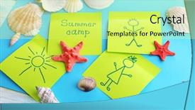  Presentation with summer camp - PPT theme with sea games symbol - summer camp concept background and a  colored foreground