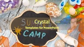  Presentation with summer camp - PPT layouts with sea games symbol - summer camp title background and a tawny brown colored foreground