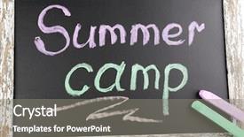  Presentation with summer camp - Cool new presentation theme with sea games symbol - text summer camp written backdrop and a gray colored foreground