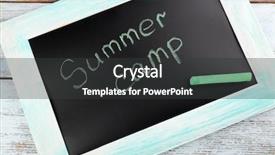  Presentation with summer camp - Audience pleasing presentation consisting of sea games symbol - text summer camp written backdrop and a dark gray colored foreground