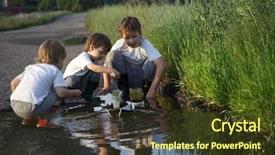  Presentation with play doh - Presentation theme with sea games symbol - three boy play in puddle background and a tawny brown colored foreground