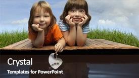  Presentation with play - Theme featuring sea games symbol - three boy play in puddle background and a wine colored foreground