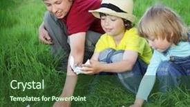  Presentation with stream - Amazing presentation design having sea games symbol - three boy play in stream backdrop and a  colored foreground