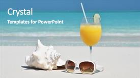  Presentation with bahamas - Slide deck having orange juice and sunglasses on the beach exuma bahamas background and a teal colored foreground