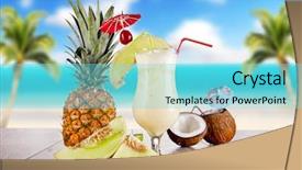  Presentation with blur - Colorful presentation enhanced with hurricanes caribbean - summer drink with blur beach backdrop and a seafoam green colored foreground