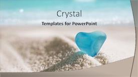  Presentation with sea glass - Slide deck with sea glass blue heart on white sand beach with seascape background and a light blue colored foreground