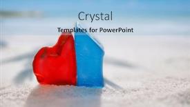  Presentation with sea glass - Presentation theme with sea glass on white sand beach with seascape background and a light blue colored foreground