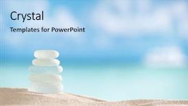  Presentation with sea glass - Presentation consisting of glass seaglass with ocean beach background and a light blue colored foreground